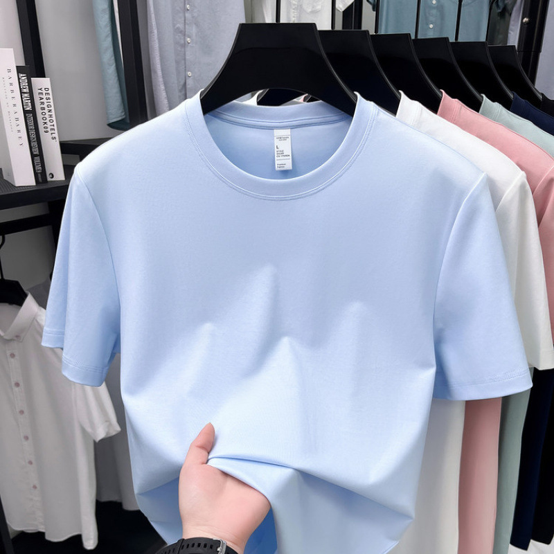 Selected Xinjiang Long-Staple Cotton 100-Count Double Yarn Men's Short-Sleeve Round-Neck T-Shirt with a Silky Feel That Is Smooth and Soft Selected Xinjiang Long-Staple Cotton 100-Count Double Yarn Men's Short-Sleeve Round-Neck T-Shirt with a Silky Feel That Is Smooth and Soft