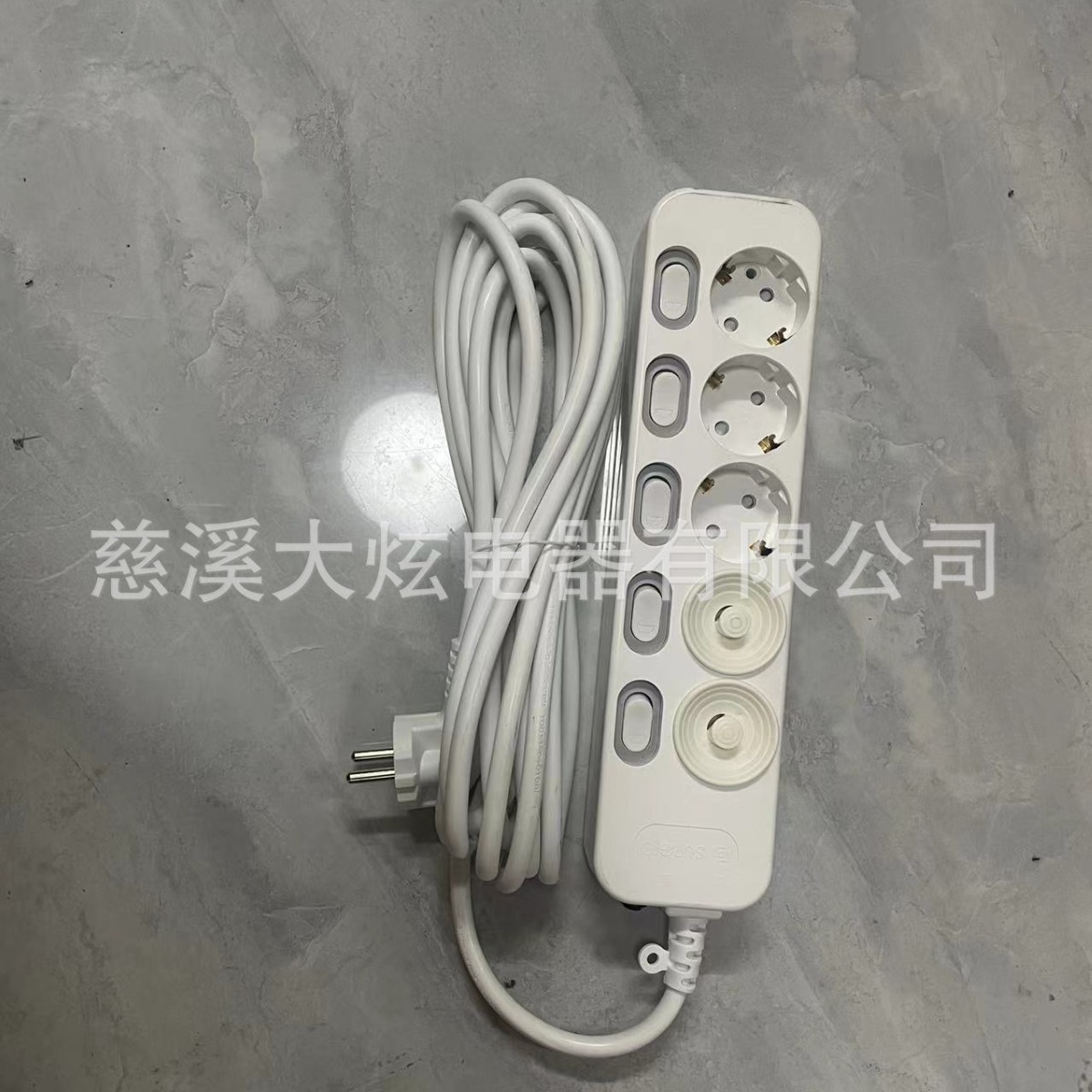 韩国KC拖线板插排插座电源连接器欧式欧标接线板转换器5孔独立开