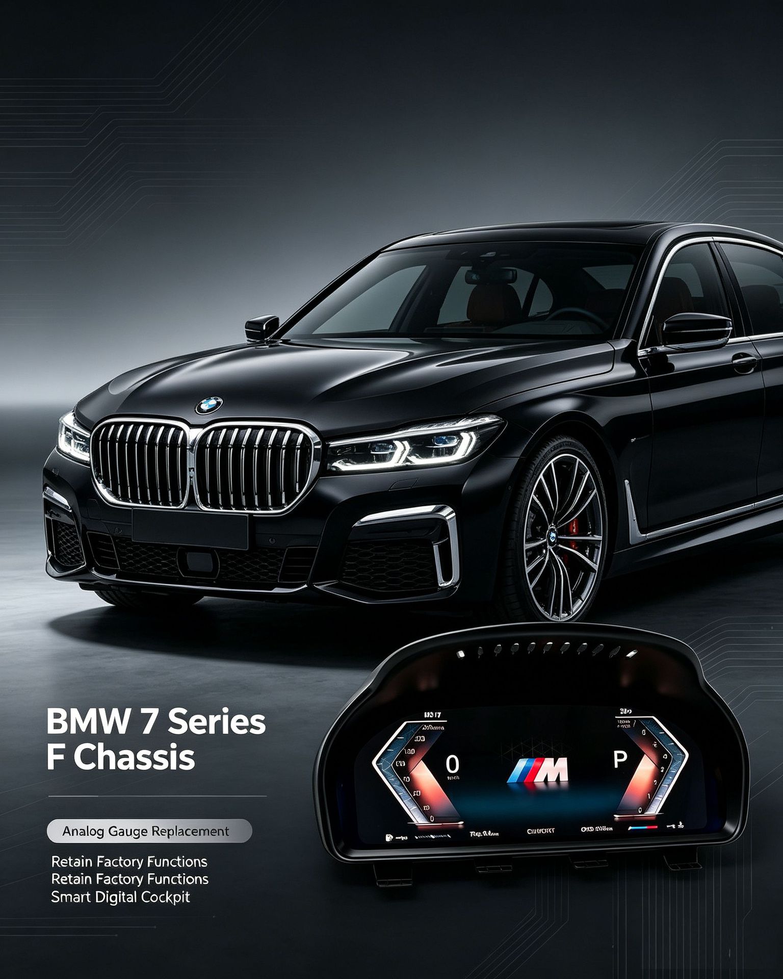 Compatible with BMW F chassis 5 Series, 6 Series, 7 Series, X3, X4, X5, X6, non-destructive modification to M Sport full LCD instrument panel