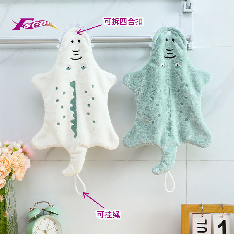 Coral Velvet Absorbent Crocodile Hand Towel, Cute Children's Hand Towel, Kitchen Rag, Gift Souvenir Towel