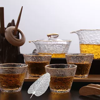 日式冰露玻璃茶杯茶具套装 家用茶具工夫茶 公道杯描金功夫茶具