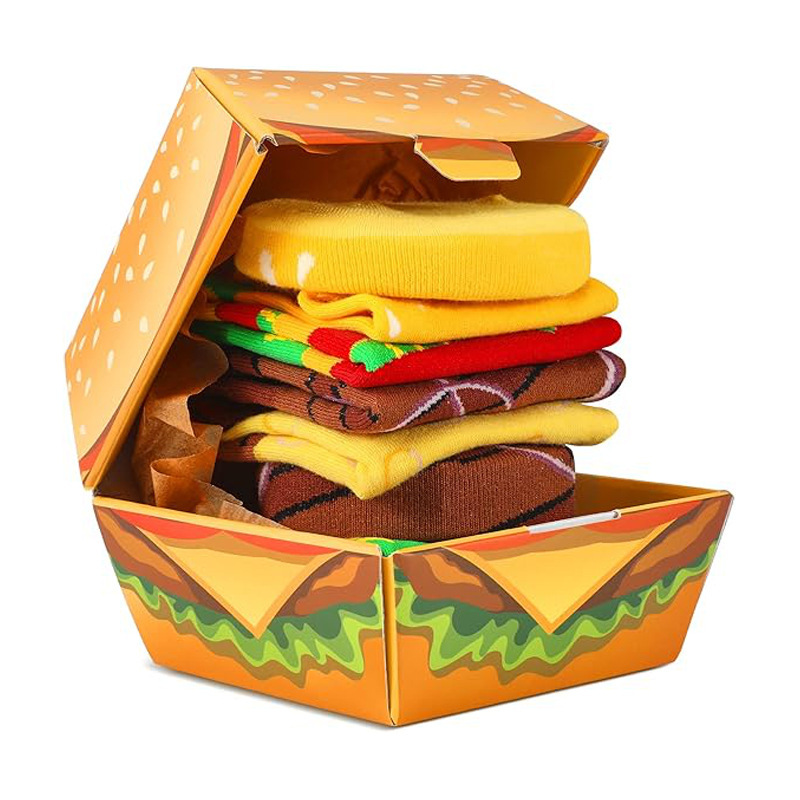 Popular Hamburger Flower Socks Box Easter Stockings Prank Christmas Socks Gifts Men's Youth Socks
