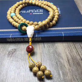 海南黄金籽星月菩提子108颗高密度佛珠手串单圈男女款项链手链