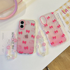 韩系ins满屏粉色蝴蝶结KT适用iPhone16苹果15ProMax/14手机壳13女
