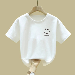 2024# Children's Wear Girls' T-Shirt Short-sleeved Girls' Big Children's Summer Pure Cotton Half-sleeved Clothes Children's Summer Top Trendy T-shirt