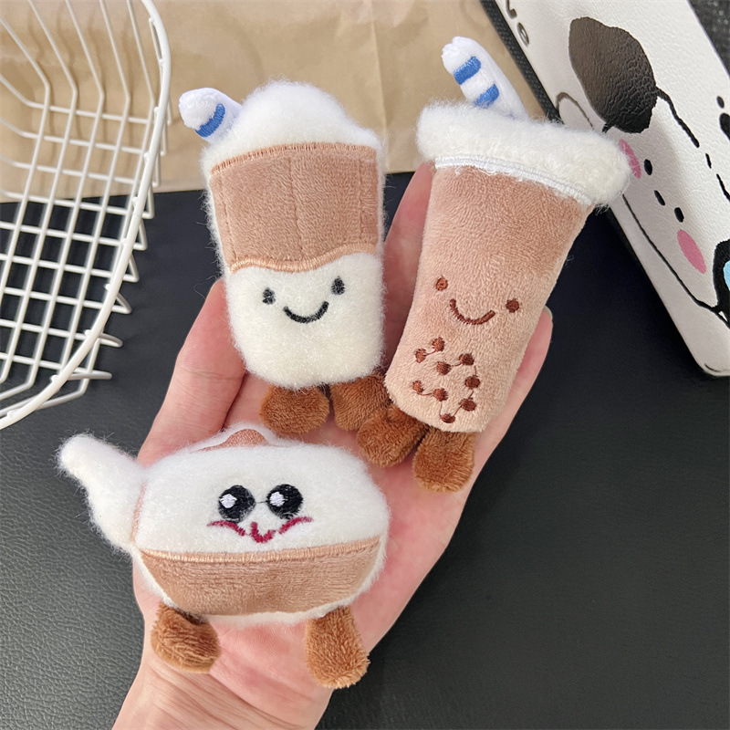 Cartoon pearl milk tea plush accessory, cute drink figurine, brooch, pendant, clothing and bag DIY decoration accessory