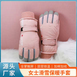 源头厂家B2078 冬天 保暖亲子时尚女式全掌触屏滑雪手套批发