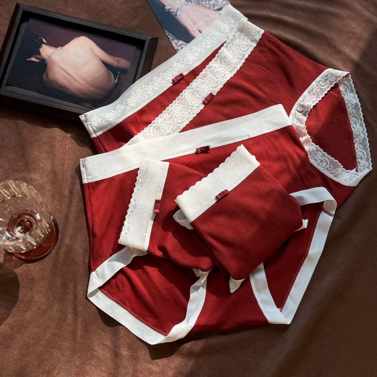 Little Orchid Skirt Zodiac Year Red Underwear Women's Lucky Red Wedding Comfortable Ribbed Tummy Control Pure Cotton Crotch Briefs