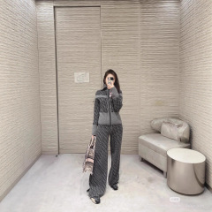 男女2025同款针织开衫双面新款老花字母提花连帽拉链外套上衣新款