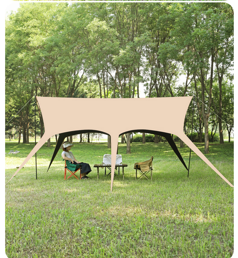 Outdoor Swallowtail Canopy Camping Tent with Black Coating, Sunshade, Windproof and Rainproof Camping Gear, Black-Coated Canopy Tent