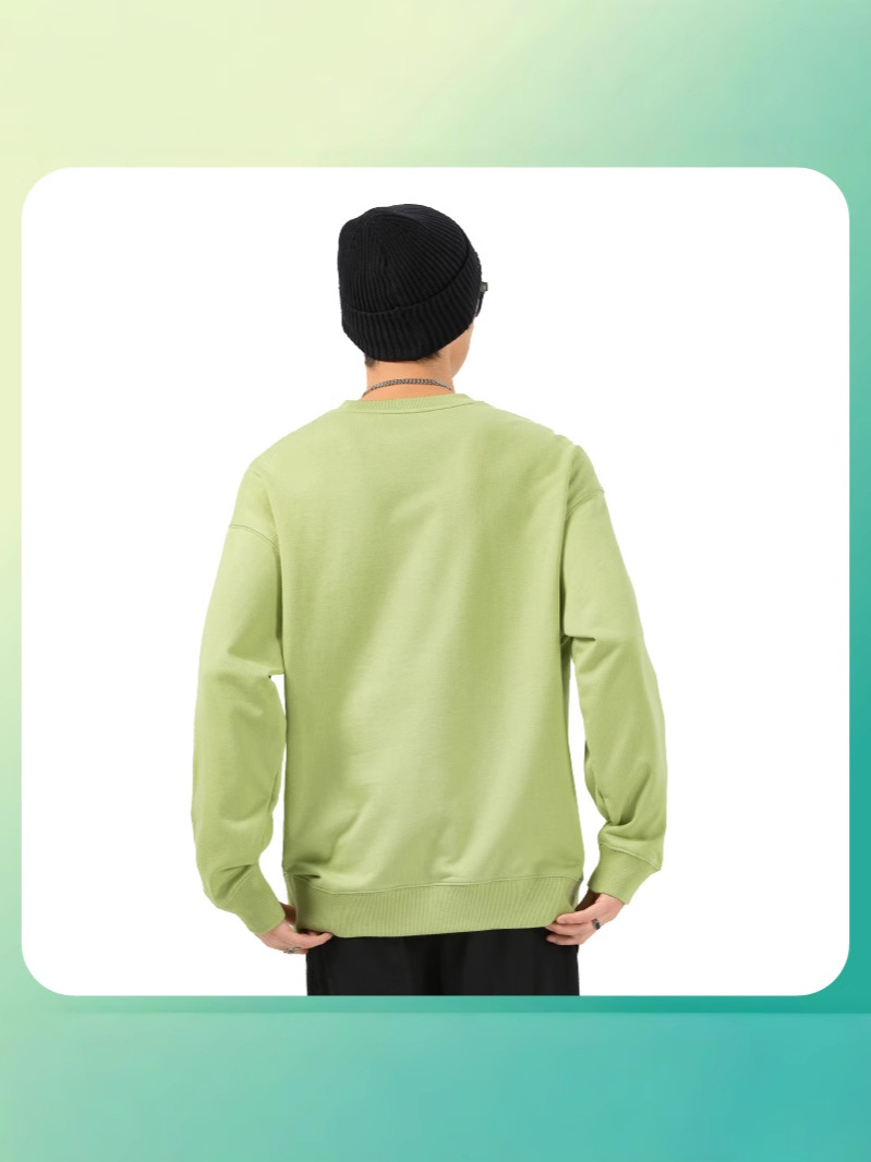 Camiseta de cuello redondo de algodón personalizada impresión LOGO manga larga pesada oversize suelta impresión de camisa cultural de tendencia nacional