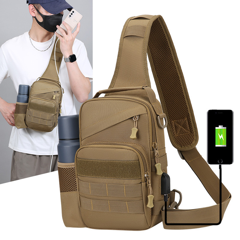Bolso de pecho para hombres y mujeres nuevo bolso diagonal de un solo hombro al aire libre, mochila pequeña de camuflaje, bolso multifunción de ciclismo con tirachinas