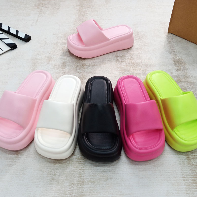 Eva New Women's Slip-On Sandals 2024 Trendy Summer Indoor/Outdoor Dual-Use Platform Soft Sole Comfortable Height-Increasing Slippers