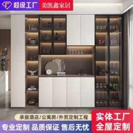 现代简约家用客厅餐边柜酒柜一体壁柜落地靠墙储物柜玻璃酒柜定制