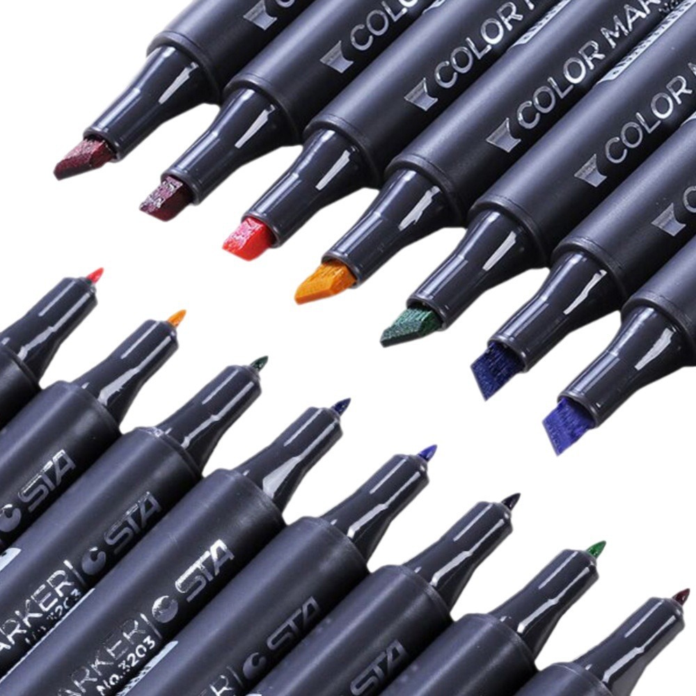 STASTA3203 alcohol aceite de doble cabeza dibujo a mano diseño de pintura marcador de arte un solo pincel graffiti