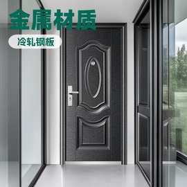 平板黑色防盗门 家用安全 别墅公寓进户门