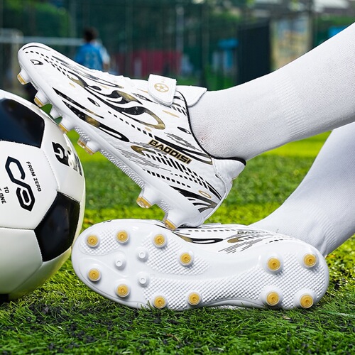 Boys' and girls' children's non-lace Velcro football shoes, children's cleats, elementary school students' long-stud competition training sports shoes