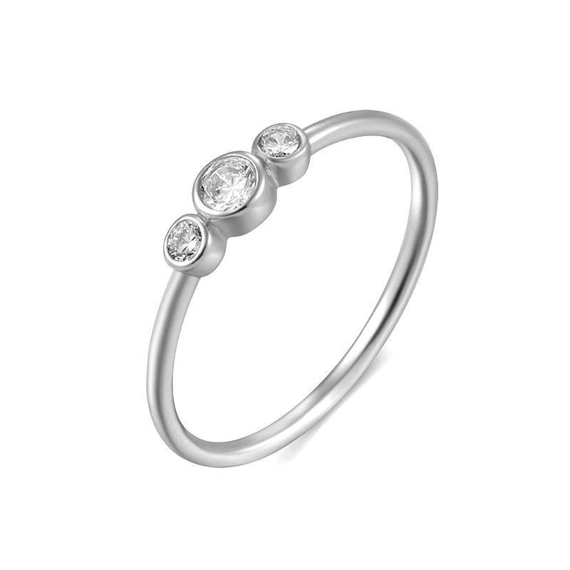 Fashion Temperament Ring Simple And Versatile Inlaid Three Zircon Joint Rings display picture 2