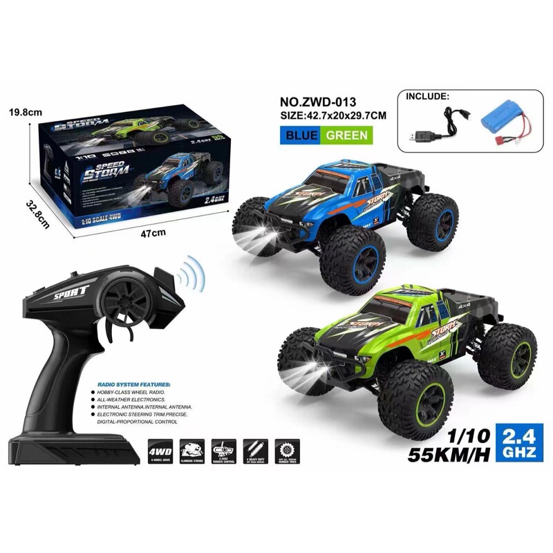 Cross-Border 1:10 Four-Wheel Drive Full-Scale High-Speed Pickup Truck Off-Road Climbing Drift Racing Remote Control Toy Car