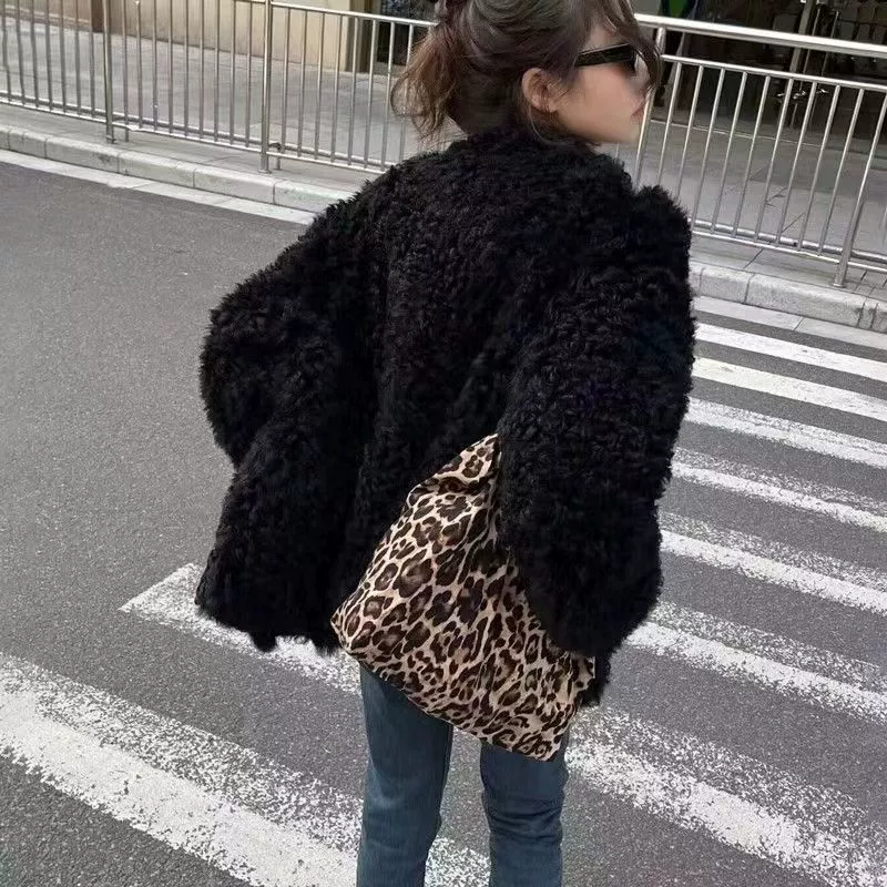 Женская верхняя одежда из овечьей шерсти, осень-зима 2025, новый стиль, корейский стиль Хепберн, утолщенный флис