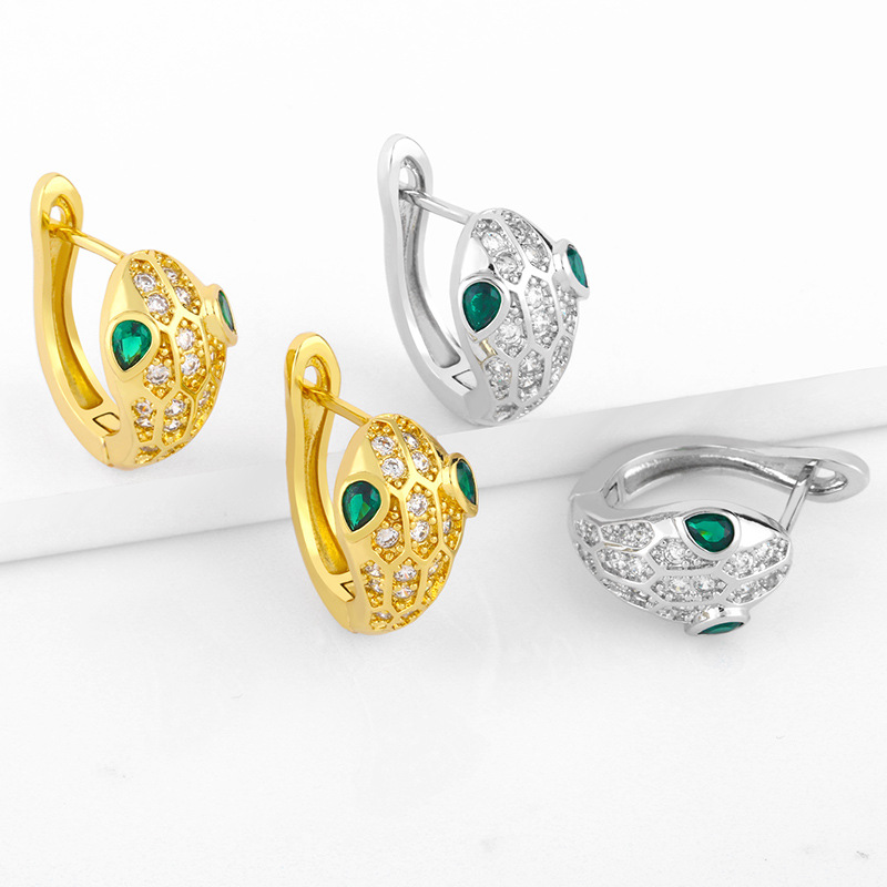 New Fashion Exaggerated Zircon Snake Earrings display picture 3