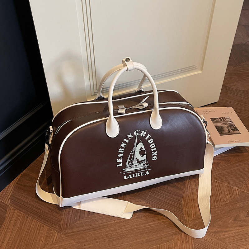 Bolsa de béisbol portátil americana retro bolsa de moda impresa bolsa de equipaje de color extranjero sensación cotidiana de hombro concha bolsa de viaje image 1