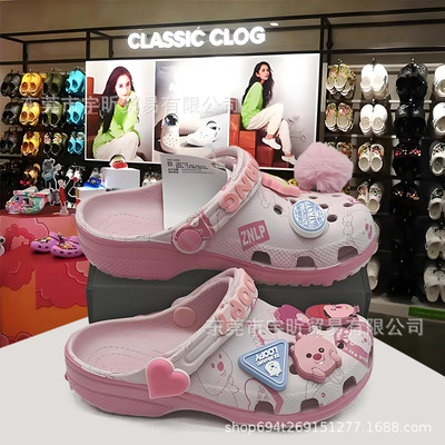 cross Детские тапочки в стиле Crocs, детская сумка, пляжная обувь, босоножки, подходят для подростков, закрытый носок, семейный стиль