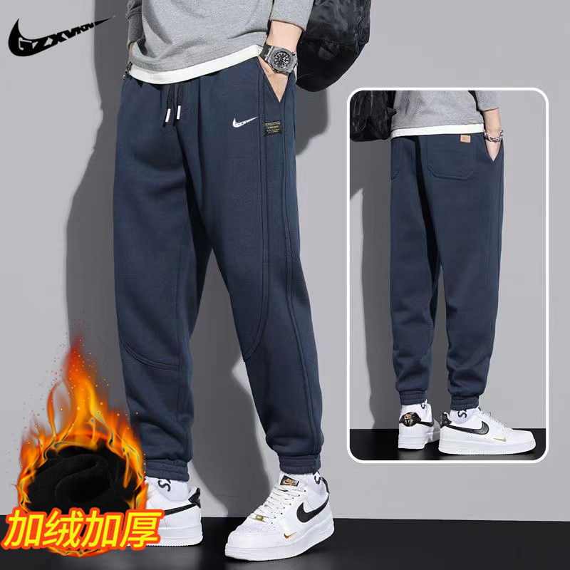 Men's Korean Style Nine-Point Jogger Sweatpants, Winter Cotton Fleece-Lined Thick Loose Fit Sports Casual Long Pants Men's Korean Style Nine-Point Jogger Sweatpants, Winter Cotton Fleece-Lined Thick Loose Fit Sports Casual Long Pants