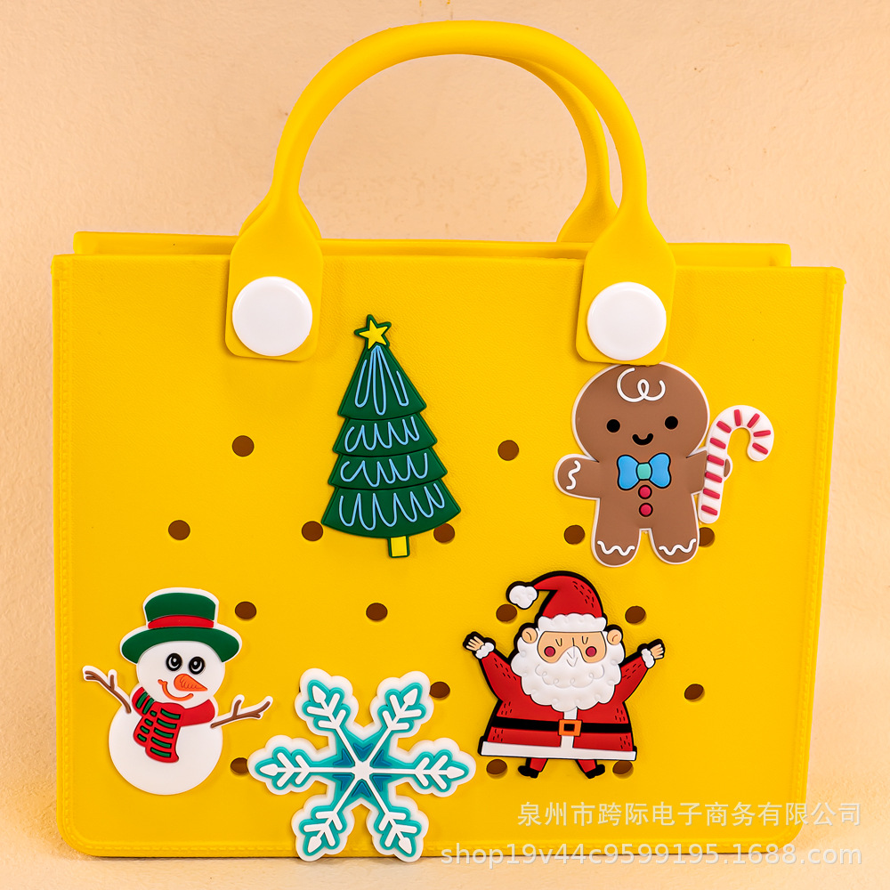 Bolsa de playa EVA colgante bogg bolsa agujero bolsa accesorios navideños flores botones extraíbles botones de flores accesorios DIY