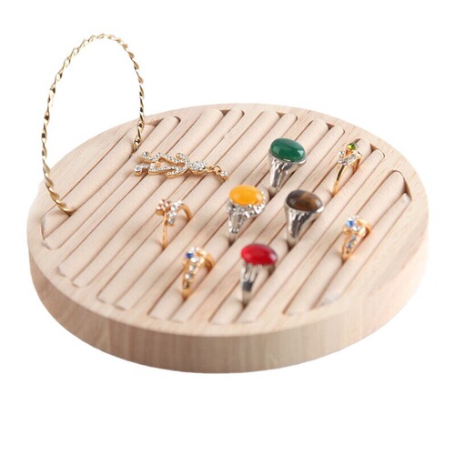 Wooden and Bamboo Ring and Earring Storage and Display Tray, Jewelry Hundred-Position Ring and Earring Tray Display Counter Storage