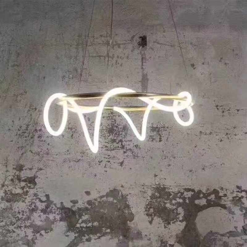 Lámpara Colgante de Nota Musical de Hierro y PVC, Luz LED y Altura Ajustable, para Restaurante y Hogar