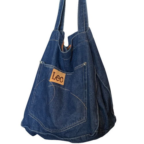 Joe Gosha's new denim shoulder bag women's casual simple large-capacity open shopping bag trendy armpit bag