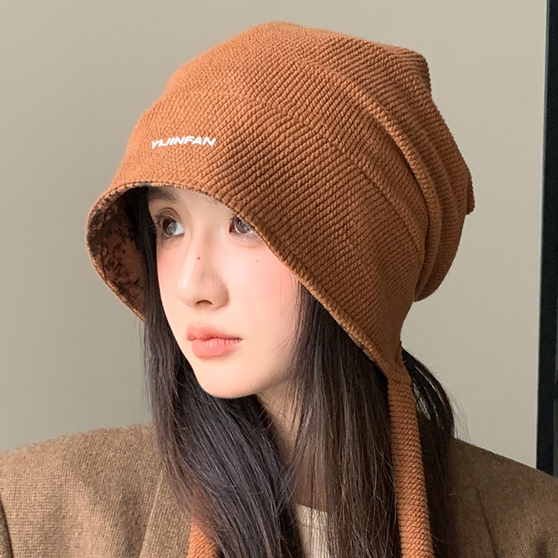 韩系扎染双面戴堆堆帽休闲防风套头帽秋冬百搭帽子女显脸小冷帽新|undefined