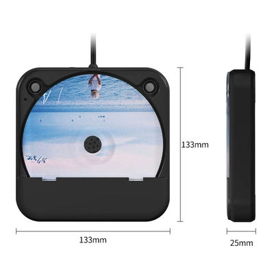 Portable Car Cd Player USB Lossless Connection Hifi Multi-Function Car Cd Player Car External Cd Player (Car CD player) - black