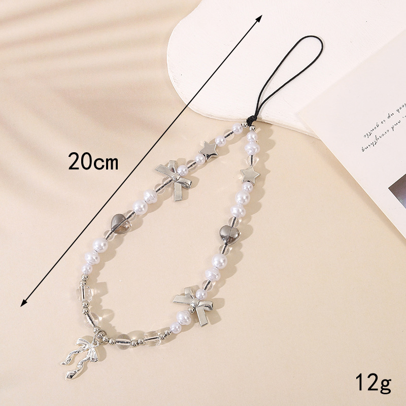 Venta caliente Internet celebridad con cuentas amor teléfono cadena anti-perdida gota resistente teléfono caso diy perla cadena corta teléfono cordón