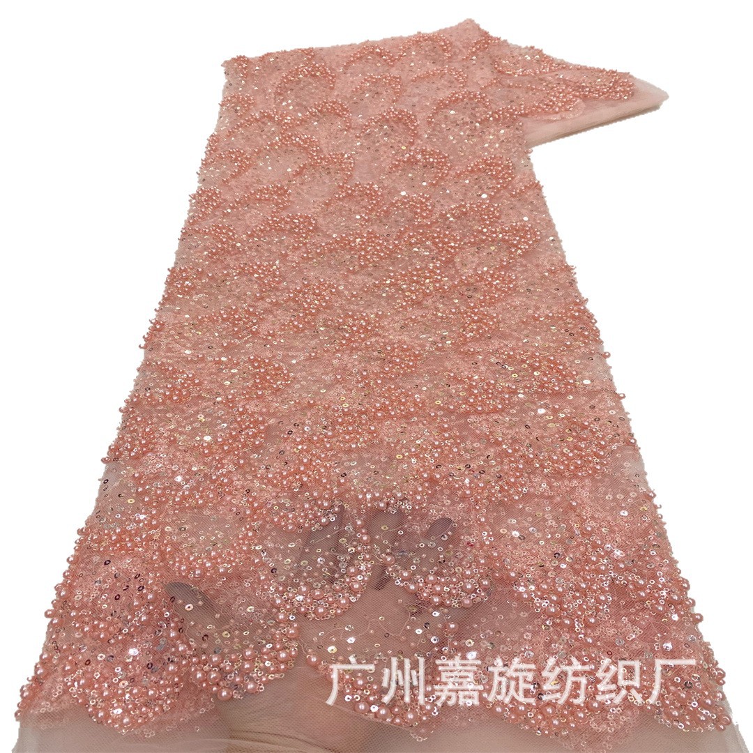 Nuevo retro escamas de pescado cuentas telas de encaje vestido de boda vestido de noche accesorios Francia encaje