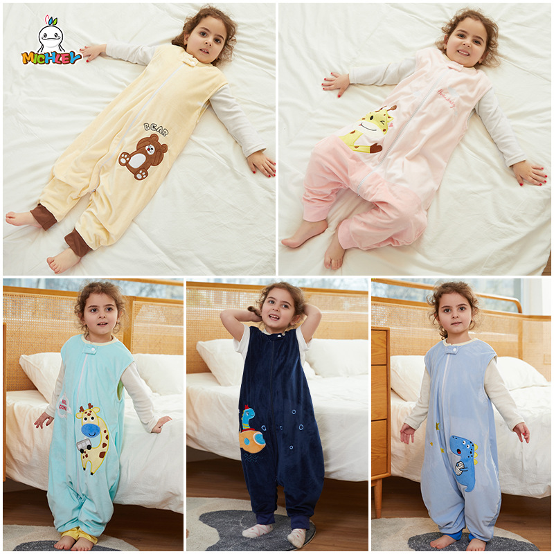 MICHELY transfronterizo nuevo saco de dormir para niños otoño dibujos animados niños saco de dormir anti-patada
