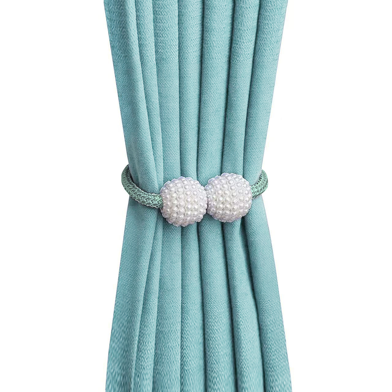 Un par de correas de cortina, hebilla de cortina, hebilla de anillo, cordón de almacenamiento de cortina, cordón sin perforaciones de perlas magnéticas
