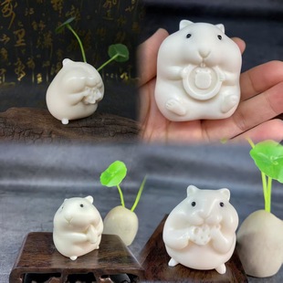 Ivory Fruit Mouse Laibao Figurine Cute Hamster Mouse Animal Ivory Handheld Desktop Fortune Ornament Wholesale