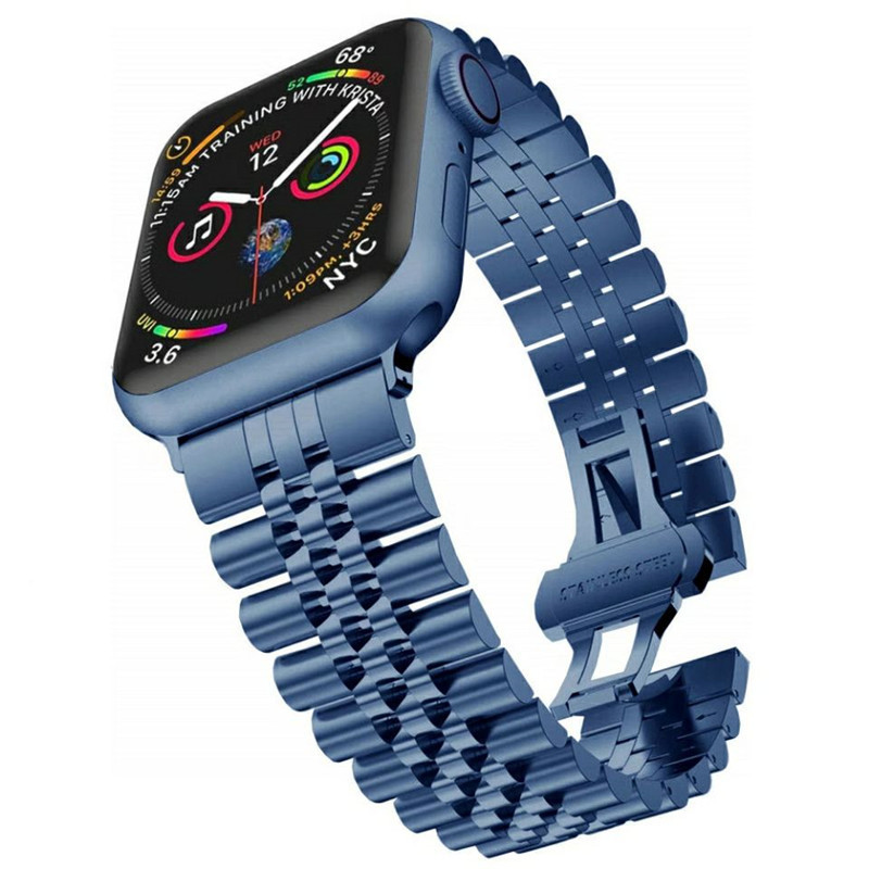 New Applicable apple watch7 apple Watch 123456 Generation SE New Five Bead Metal Stainless Steel Strap New Applicable apple watch7 apple Watch 123456 Generation SE New Five Bead Metal Stainless Steel Strap
