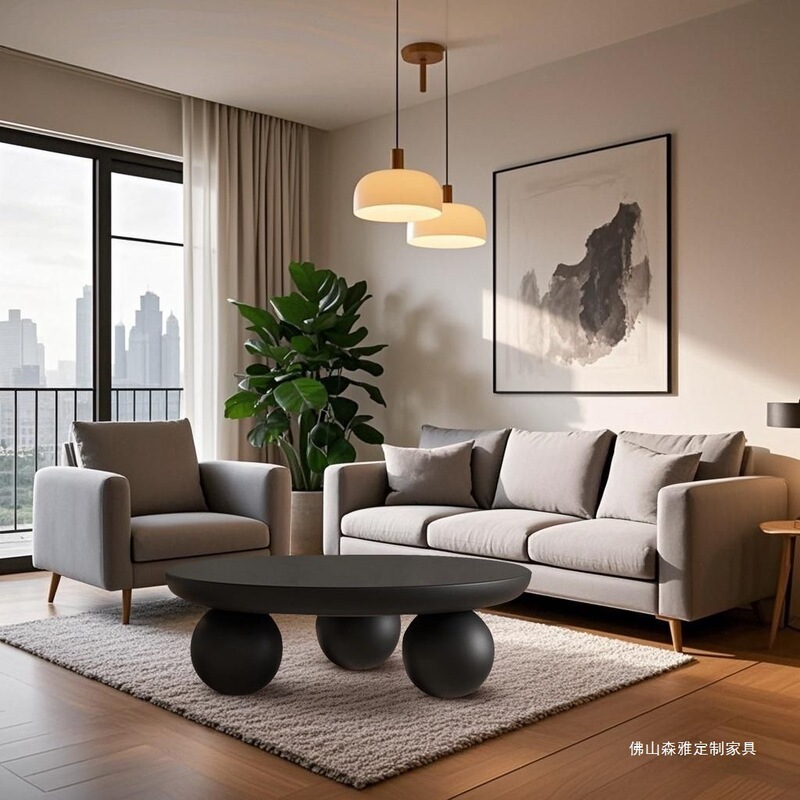 Retro Mid-Century Style Small Coffee Table, Minimalist, Light Luxury, Simple, Modern, High-End, Nordic, Round, Black, Solid Wood Coffee Table for the Living Room Retro Mid-Century Style Small Coffee Table, Minimalist, Light Luxury, Simple, Modern, High-End, Nordic, Round, Black, Solid Wood Coffee Table for the Living Room