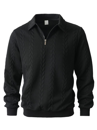 Spring and autumn new European and American half-open zipper lapel pullover sweater men's casual fashionable jacquard top