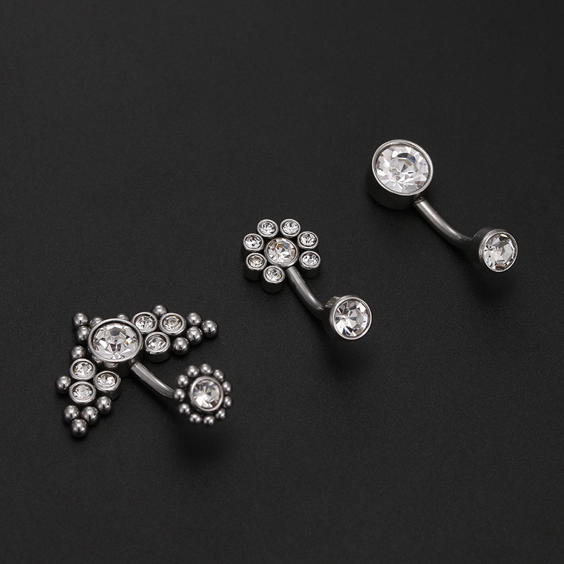 Fashion Solid Color Titanium Steel Rhinestone Belly Ring 1 Piece display picture 5