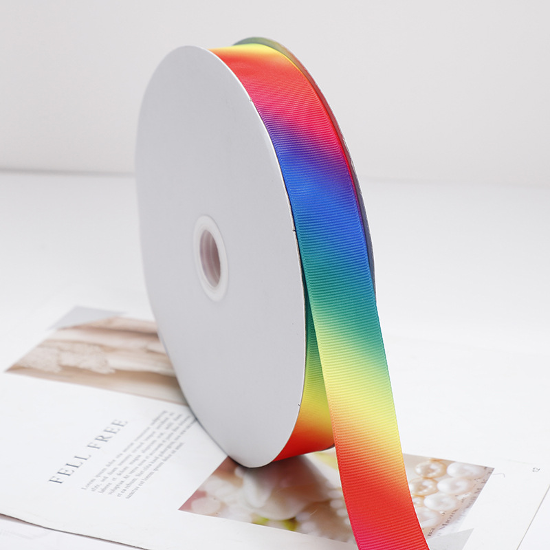 Fábrica al por mayor del arco iris cinta de embalaje cinta de poliéster gradiente cinta DIY cinta de hornear cinta de poliéster caja de regalo