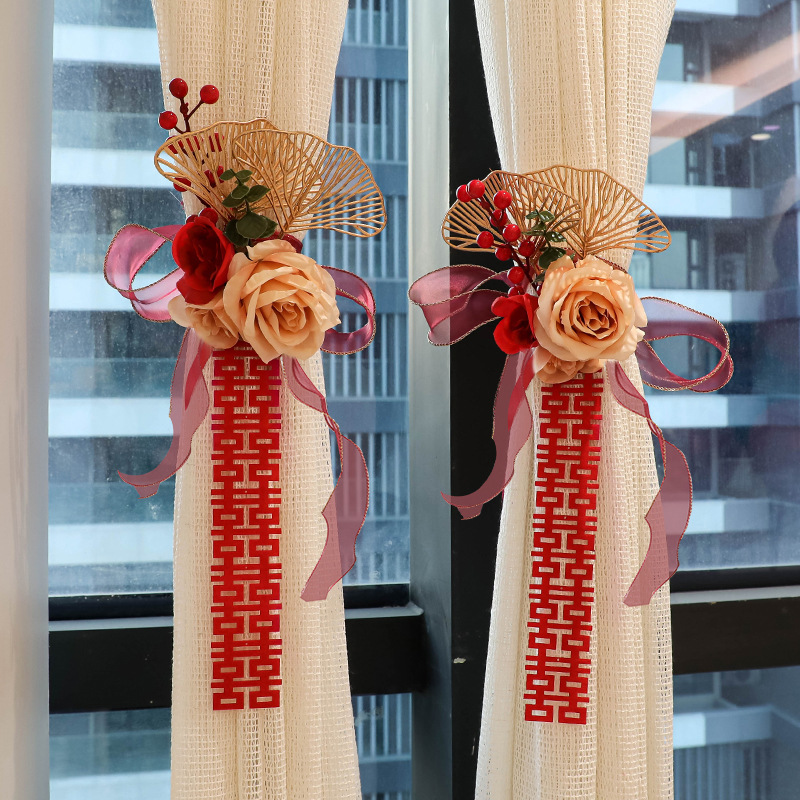 結婚式の部屋の装飾、結婚式の部屋の装飾、新しい結婚式の用品、幸せな言葉、男性と女性の寝室、リビングルームのカーテン、シンプルなストラップ|undefined