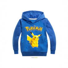 热销儿童 卫衣Pokemon go 卡通人物皮卡丘印花连帽宽松动漫外贸
