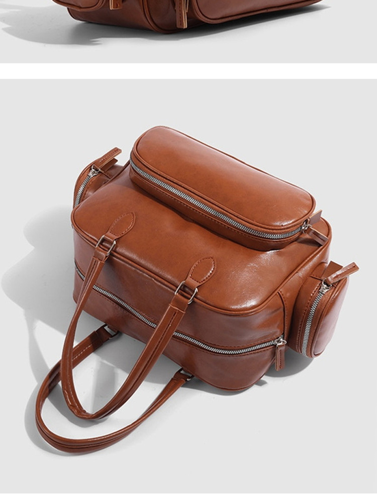 Boston 2024 new multi pocket niche leather motorcycle women's large capacity single shoulder armpit bag_voghion.com