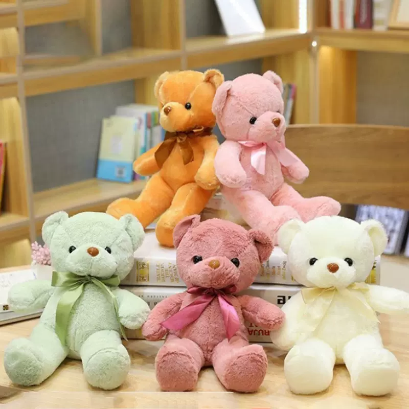 爆款十色熊婚庆抓机娃娃玩偶毛绒玩具公仔布娃娃丝带围巾领结小熊