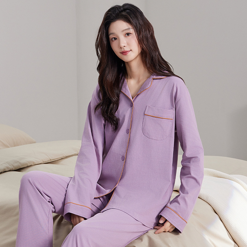 Beautiful Pure Cotton Couple's Pajamas for New Year and Autumn, Long-Sleeved and Long-Pants Cardigan Home Wear Set for Men and Women, Suitable for Wearing Outside Beautiful Pure Cotton Couple's Pajamas for New Year and Autumn, Long-Sleeved and Long-Pants Cardigan Home Wear Set for Men and Women, Suitable for Wearing Outside