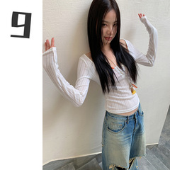 [9hour]アメリカンホットガールスタイル縦ストライプTシャツ2025春トップス女性用c9103